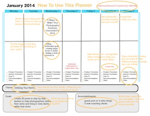 The Social Ghost Blogging Sample Planner Page